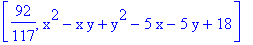 [92/117, x^2-x*y+y^2-5*x-5*y+18]